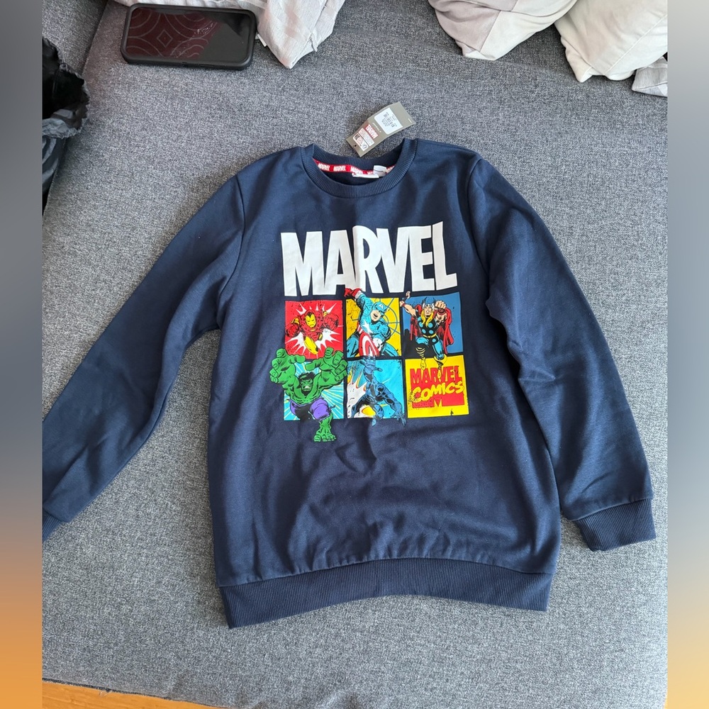 Marvel Navy Sweatshirt with Colorful Characters